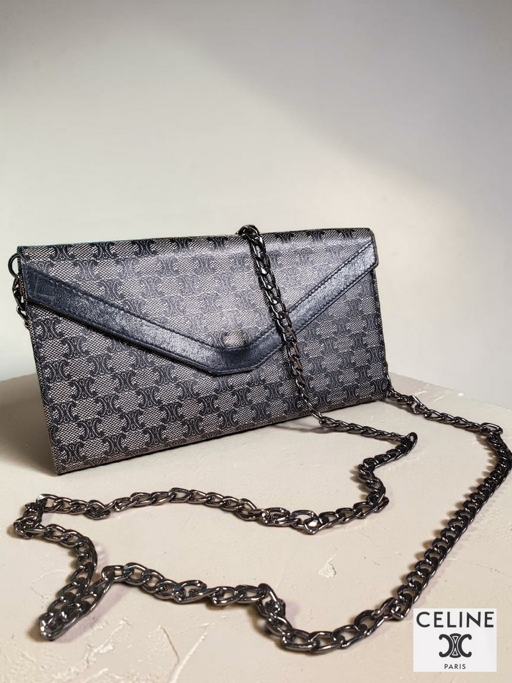 Celine Triomphe Envelope Logo Cluch Wallet w/ Unbranded Chain Crossbody Included - Picture 9 of 9